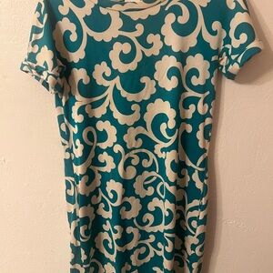 Diane Von Furstenberg Teal and Cream Dress